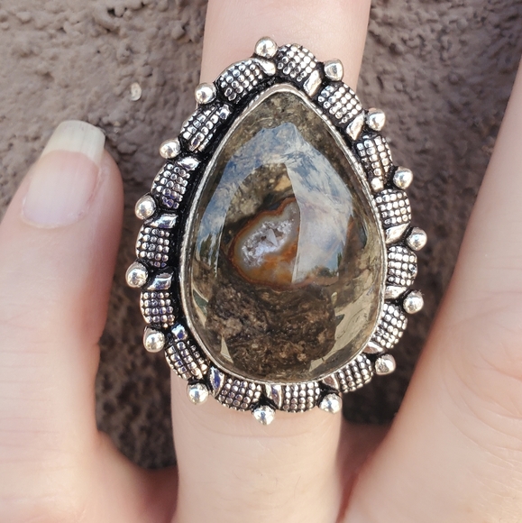 New Mud Crack Jasper 925 Silver Ring. - Picture 1 of 16